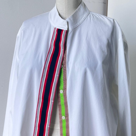 Diane von Furstberg mock collar white blouse SZ 10 - Picture 2 of 8